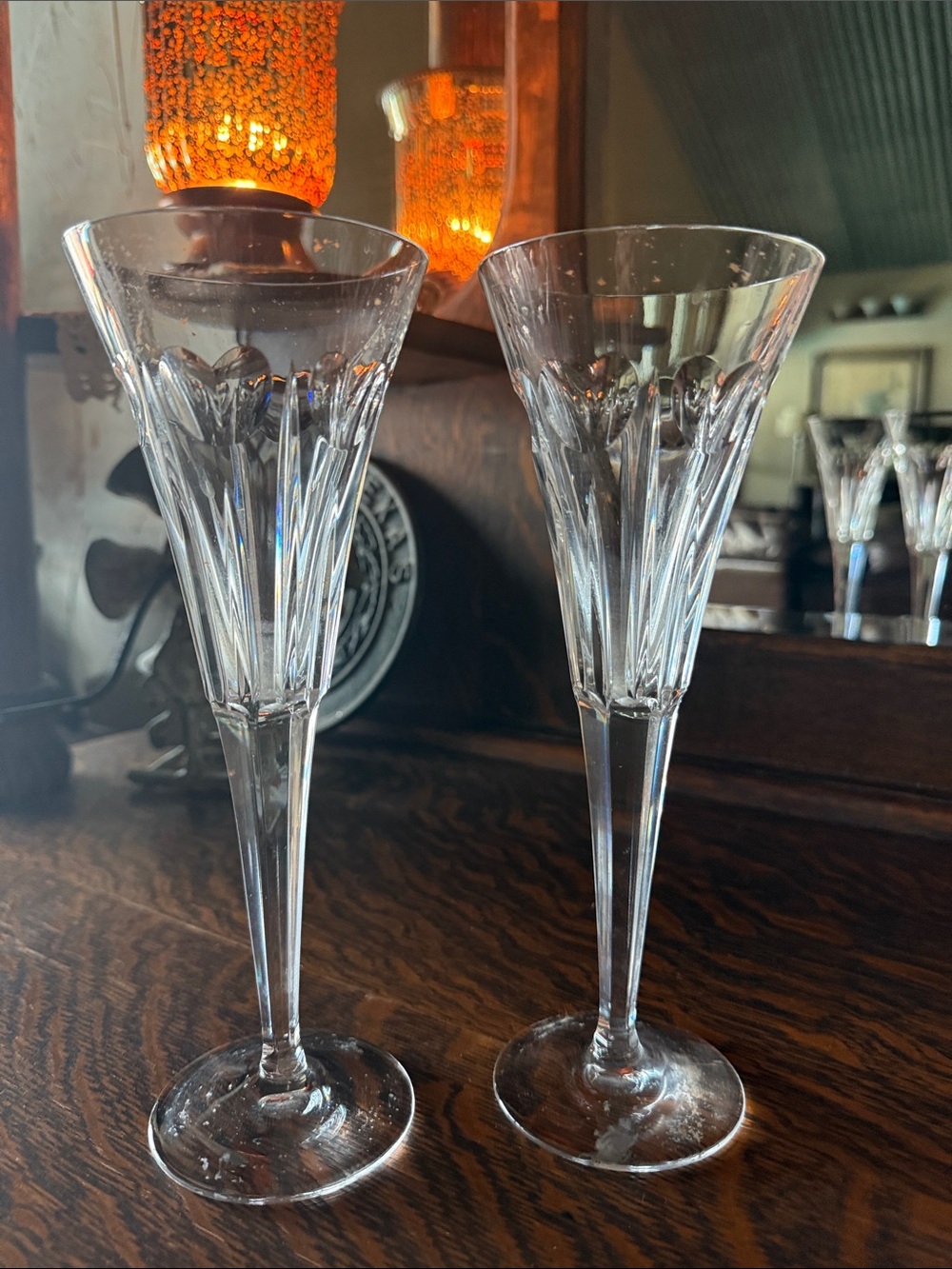 Waterford Clear Cut Crystal Champagne Flutes (Pair)